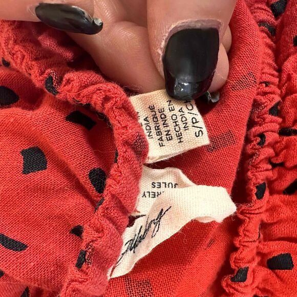 Billabong Sincerely Jules Red Polka Dot Ruffle One-Shoulder Dress Size Small - Picture 5 of 6